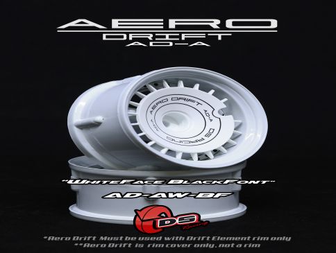 AERO DRIFT Wheel Cover - Slope White w/ Black Font