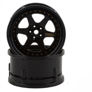 DS RACING Drift Element 6 Spoke Rims (Triple Black with Gold Rivets)