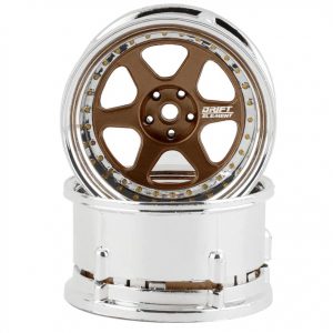 DS RACING Drift Element 6 Spoke Rims (Bronze Face, Chrome Lip with Gold Rivets)
