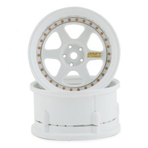 DS RACING 6 Spoke Drift Element Rims (Triple White with Gold Rivets)