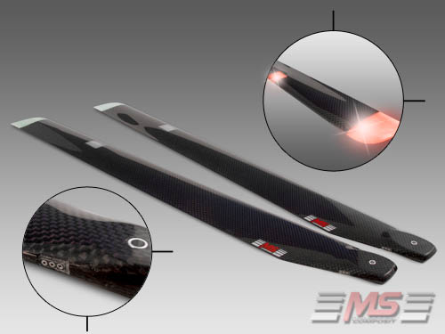 MS Composit CFC Main Blades 80cm/12/5 - 2 Colours Night Blades