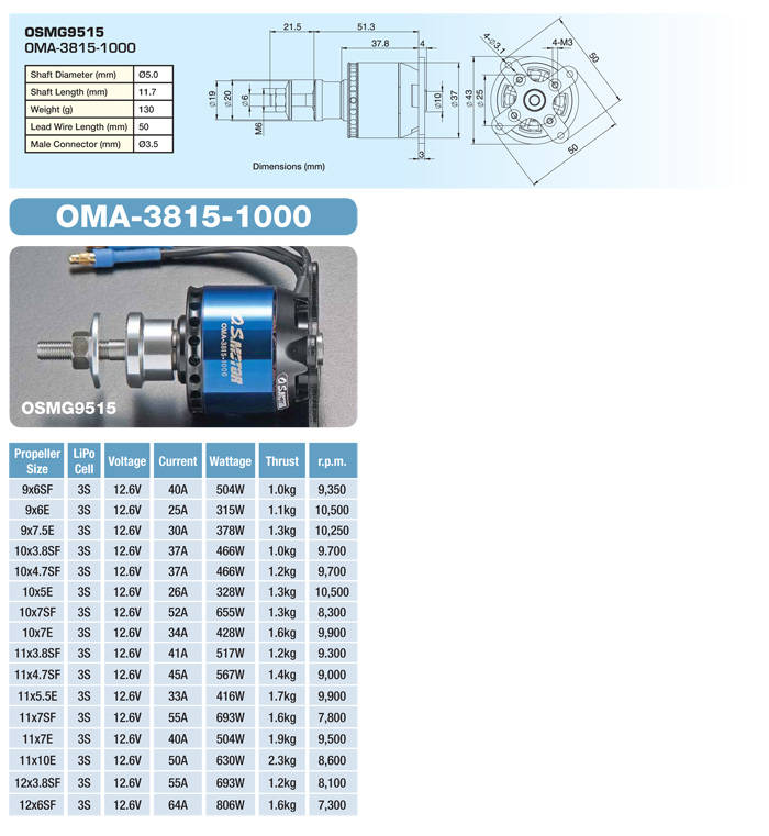 OS OMA-3815-1000 High Performance Brushless Motor - Image 7