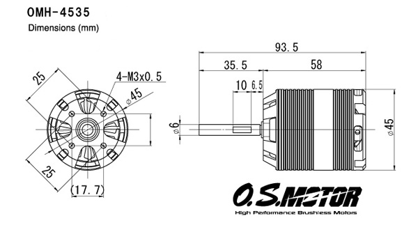 OS OMH-4535-560 High Performance Brushless Motor - Image 4